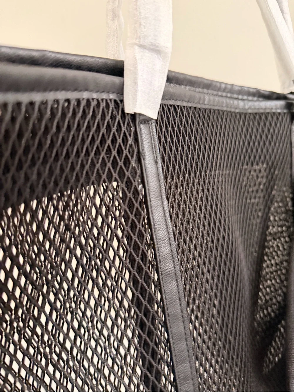 PINK Victoria's Secret Black Mesh Tote with White Handles